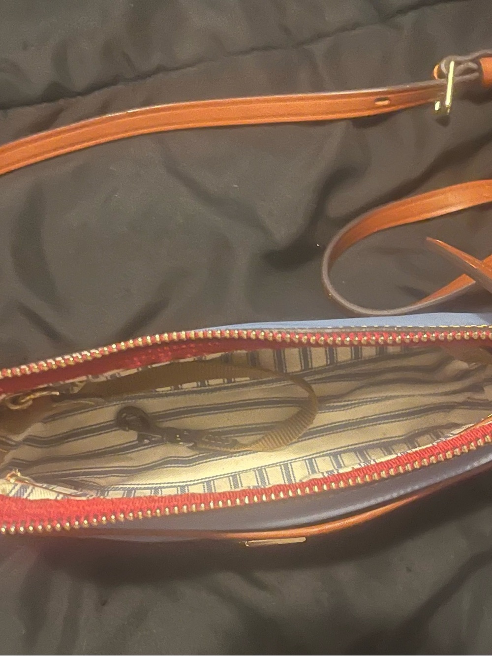 Dooney & Bourke Light Blue Crossbody with Brown Leather Trim - Picture 3 of 5